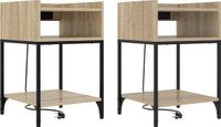 vidaXL Nachtkastje Sonoma Eik Bewerkt Hout Set van 2