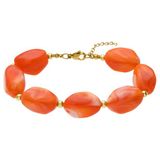 Lucardi - Dames Stainless steel kralenarmband - Staal - Goudkleurig - 21 cm