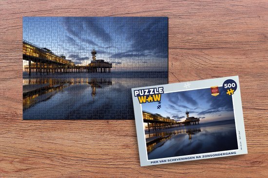 MuchoWow Puzzel Pier van Scheveningen na zonsondergang - Legpuzzel - Puzzel 500 stukjes