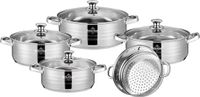 Swiss Haus® NC1009 Pannenset Inductie - 9 Delige Kookpotten - PFAS Vrij - Kookpannen Met Deksel & Stoommand - Pannen Voor Alle Warmtebronnen - Vaatwasser & Ovenbestendig - RVS