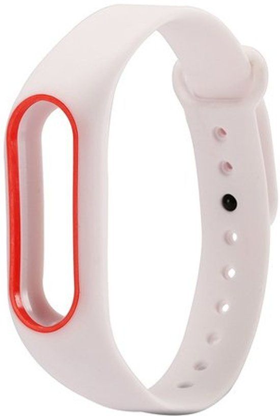 By Qubix Qubix bandje voor Xiaomi Mi Band 2 - Wit / Rood - DUO COLOR