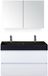 BES LED Maxx XL Badmeubelset 100 cm - Wit Hoogglans - Wastafel Kube Zwart 2 Kraangaten met Spiegelkast