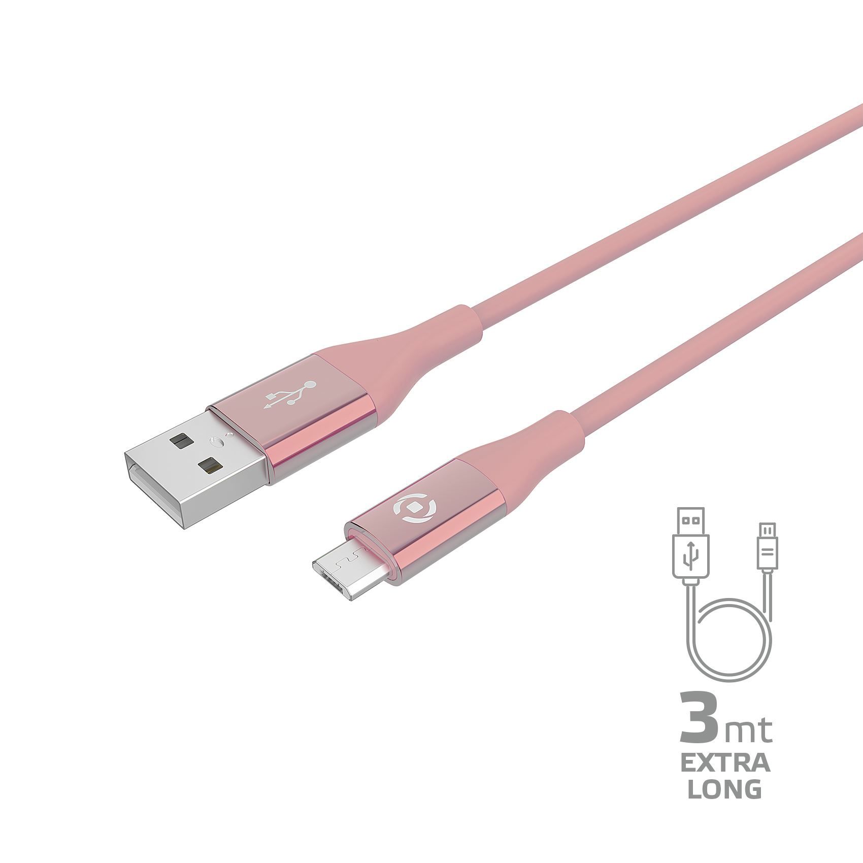 Celly USB A to Micro-USB B Cable - 3m - Pink