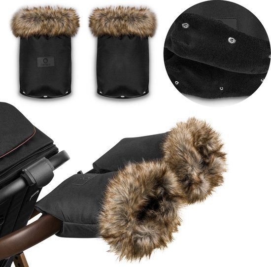 Lionelo - Handmuff - Handschoenen voor kinderwagens - handwarmer -waterdicht en winddicht - afneembaar bont in universele maat