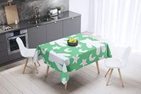 Bonamaison Tafelkleed, Anti-Mold, Sneldrogend, Waterdicht, 100% Polyester Tafellaken, Petroleum Groen, Wit, 140 x 140 Cm