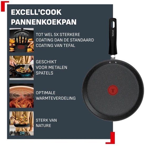 Tefal Excell'Cook Pannenkoekpan 25 cm Zwart