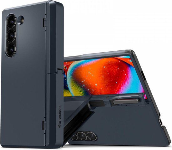 Spigen Tough Armor Hoesje voor de Samsung Galaxy Z Fold 6 - Back Cover met Kickstand Metal Slate