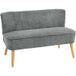 Canapé 2 places capitonné, bois, polyester effet velours, mousse, 117 x 56,5 x 77 cm, gris