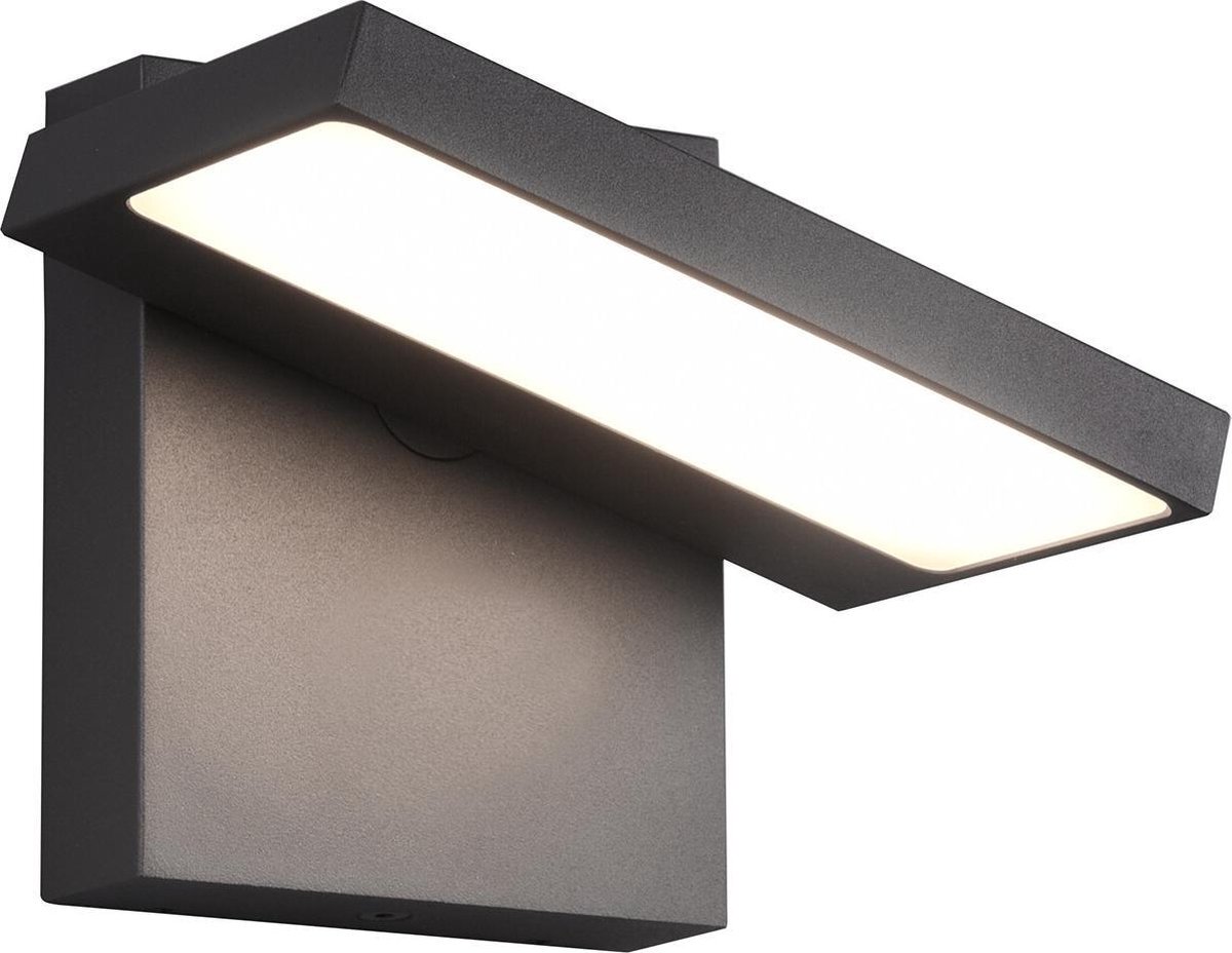 Qualu LED Tuinverlichting - Wandlamp Buitenlamp - Torna Ihson - 8W - Warm Wit 3000K - Draaibaar - Vierkant - Mat Antraciet - Aluminium