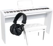 Fazley FSP-200-W piano numérique blanc + support + banc de piano + casque