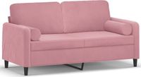 vidaXL Tweezitsbank met sierkussens 140 cm fluweel roze