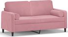 vidaXL Tweezitsbank met sierkussens 140 cm fluweel roze