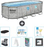 Bestway Ovaal Power Steel Swim Vista Zwembad - Steenprint - 549 x 274 x 122