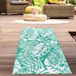 Tapis d'extérieur imperméable avec motif tropical, couleur : pétrole, dimensions : 150 x 220 cm