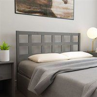 vidaXL Tête de Lit Meuble de Chambre à Coucher Tête de Cadre de Lit Double Accessoire de Lit Intérieur Gris 156x4x100 cm Bois Massif de Pin