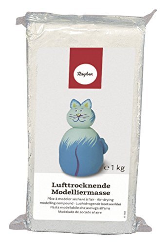 RAYHER 3450200 Luchtdrogende modelleermassa, wit, 1 kg, gebruiksklaar, soepel en eenvoudig te verwerken, geen branden nodig, droogt zonder scheuren, glutenvrij, kleiachtig