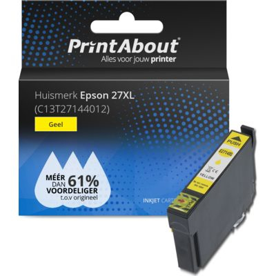 PrintAbout Huismerk Epson 27XL (C13T27144012) Inktcartridge Geel Hoge capaciteit