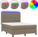 vidaXL Boxspring met matras en LED, stof, taupe, 140x190 cm