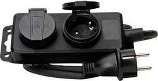 Kopp 223002043 Stekkerdoos 2-voudig Zwart Randaarde stekker - Zwart