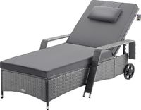 Casaria Ligstoel – Polyrottan Incl Kussen 160 Kg – Grijs Antraciet