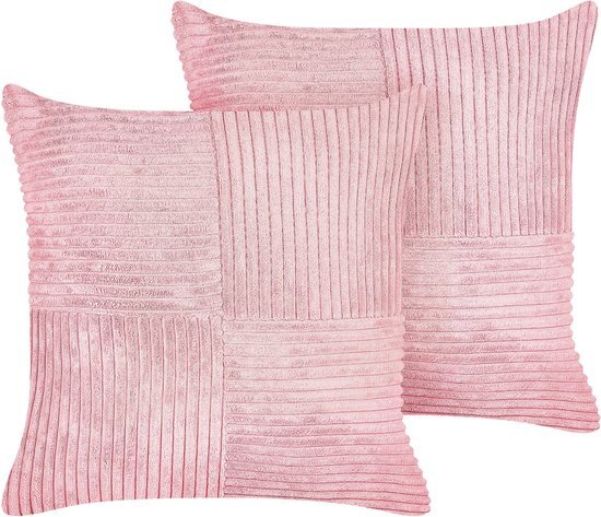 MILLET - Sierkussen set van 2 - Roze - 43 x 43 cm - Corduroy