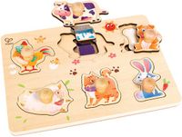 Hape Puzzle à boutons ferme avec couches - Bois - Jeu éducatif - Dès 24 mois
