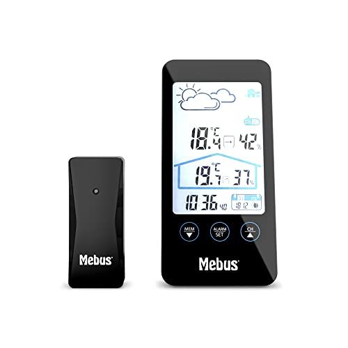 Mebus Weerstation met buitensensor - Zwart - 16 cm