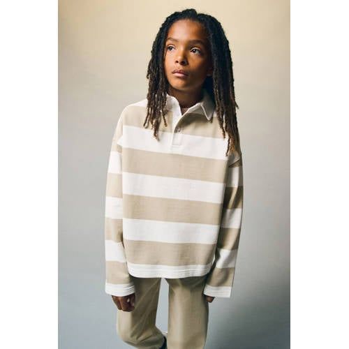 Mango Kids gestreepte polo - zand