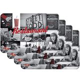 Venilia Restaurant 59087 Placemat, 45 x 30 cm, 4-delig, antislip, hittebestendig, van polypropyleen