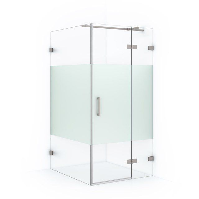 Maxaro Douchecabine Diamond 110x100cm 8mm Helder Veiligheidsglas met Matte Strook Geborsteld RVS