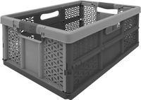 5Five Vouwkrat/boodschappenkrat - 32 liter - zwart/grijs - kunststof - 48 x 35 x 24 cm