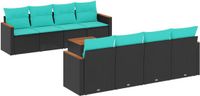 vidaXL 9-delige tuinbankset met kussens van zwart polyrotan