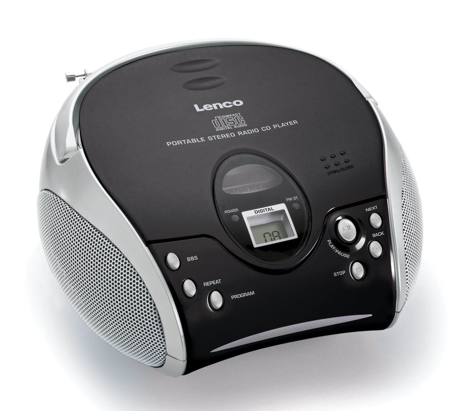 Lenco SCD-24 Draagbare Radio CD Speler - Zwart/Zilver