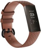 By Qubix Qubix - Siliconen bandje voor Fitbit Charge 3 & 4, Maat Large, Koffie