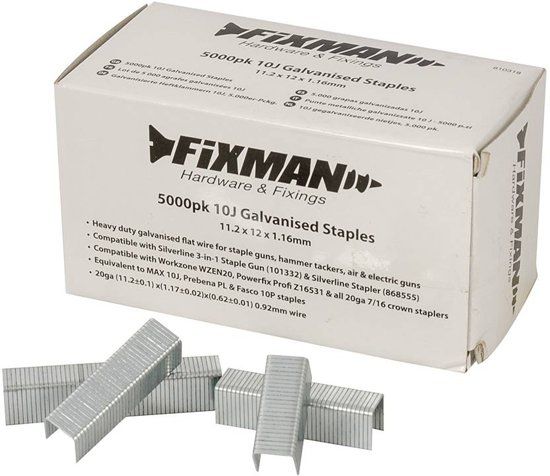 Fixman 10J Gegalvaniseerde Nietjes - 5.000 Stuks - 11,2 X 12 X 1,16 Mm