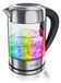 Arendo bouilloire Bloom, 1,7 litre, bouilloire en verre et acier inoxydable, 2200 W, réglage de température de 40 à 100 °C, éclairage LED coloré, fonction d'ébullition rapide en 3 minutes, filtre anti-calcaire, couleur argent