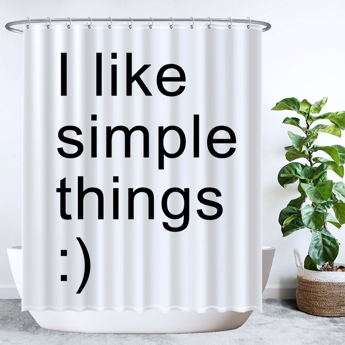 Ulticool Douchegordijn - Eenvoudig Leven Minimalisme - 180 x 200 cm - Zwart