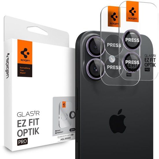 Spigen Optik Pro Glas.TR Serie - Camerabescherming - EZ Fit - Voor iPhone 17/16/16 Plus - Violette Rand