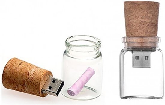 Allesmakkelijk.nl Glazen fles met kurk usb stick 32gb