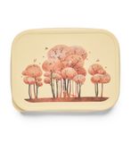 JENARD Kinderlunchbox roestvrij staal met siliconen dekselverdeler Dierenmotief (bomen en konijntjes/crème)