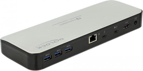 DeLOCK 87725 laptop dock & poortreplicator Bedraad Thunderbolt 3 Zwart, Zilver