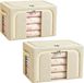 Generisch Opbergdozen voor kleding - Set van 2 - 66 l - 50 x 40 x 33 cm - Opvouwbaar - Metalen frame - Beige