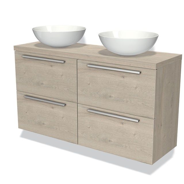 Maxaro Badkamermeubel Modulo Plato Slim 120cm Lichtgrijs Eiken 4 Lades