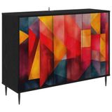 vidaXL Dressoir HEESCH Zwart eiken 102 x 33 x 76 cm Bewerkt hout