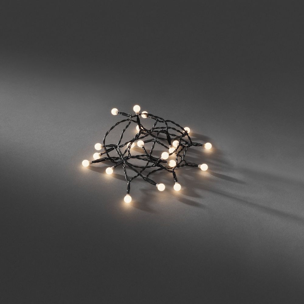 Konstsmide Cherry Light Decoration Chain - 20 LED Lights - Black - Indoor - Battery Powered