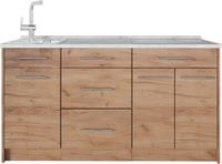 Vicco Keukenblok Fame-Line, Goudkleurig Eiken, 150 cm, WB Marmer