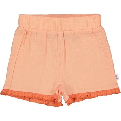 QPI regular waist casual short met textuur oranje