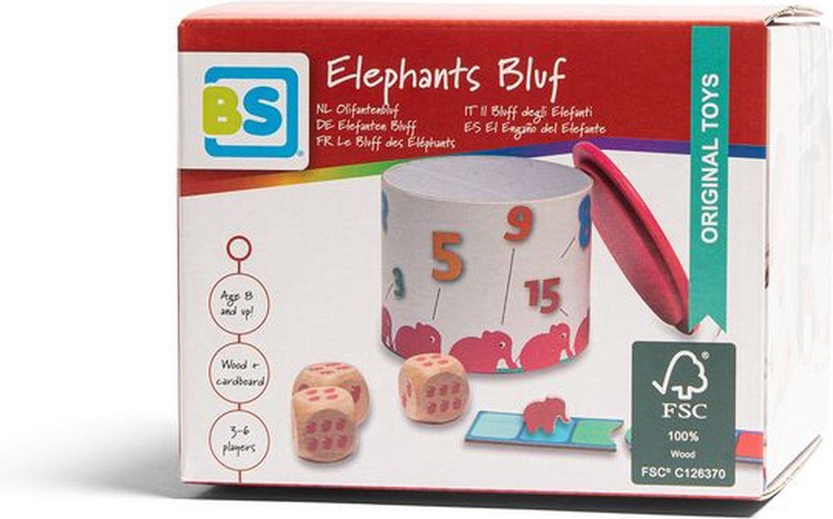 BS Toys Olifantenbluf - Houten Dobbelspel - 3 tot 6 spelers