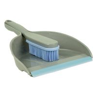 123schoon Stoffer en blik kunststof grijs-blauw (123schoon-huismerk)