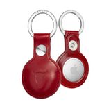 TORRO Porte-clés compatible avec AirTag : Étui en cuir véritable avec anneau en métal brossé (Rouge)